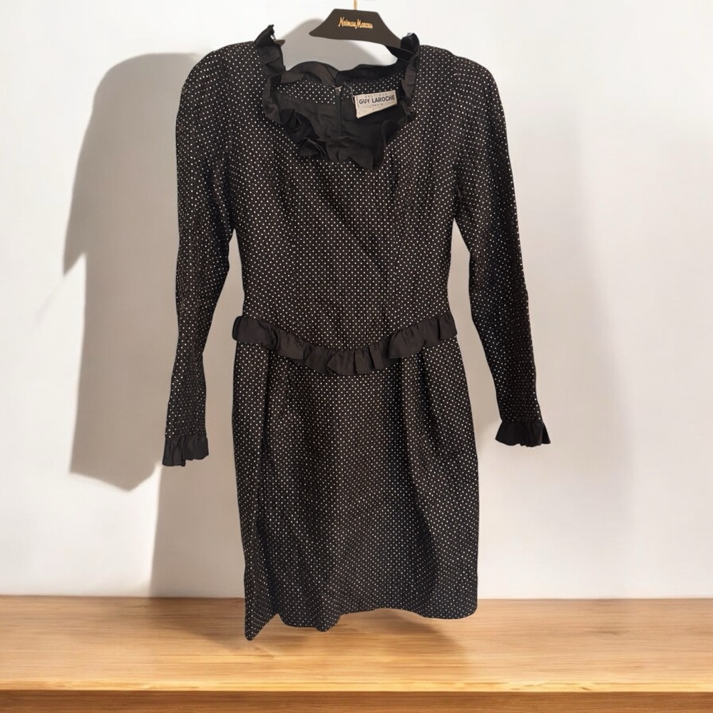 Vintage Guy Laroche Taffeta Polka Dot Dress